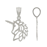 14k White Gold Solid Mystical Creature Unicorn Charm Pendant 0.6 gram - White