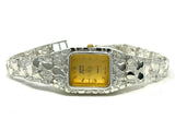 Women's 925 Sterling Silver Nugget Geneve Diamond Watch 6.5" 24 grams
