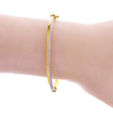 Italian 14k Two-Tone Gold Greek Key Bangle Bracelet 7" 3.6mm 5.2 grams