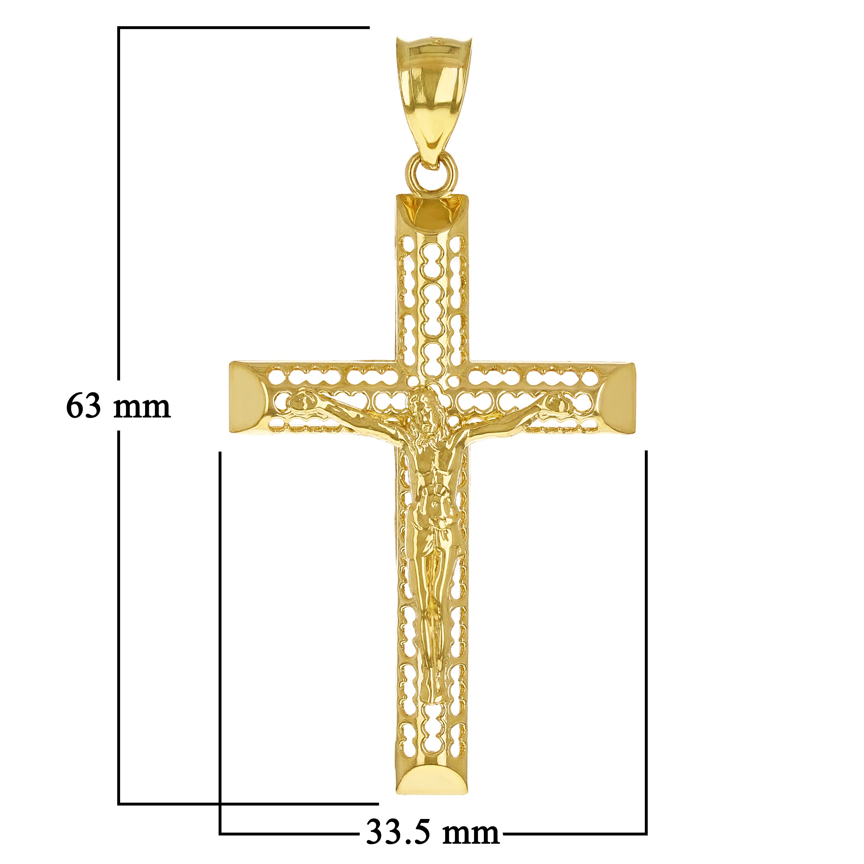 14k Yellow Gold 3D Jesus Christ Crucifix Cross Pendant 2.5" 6.1 grams