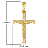 14k Yellow Gold 3D Jesus Christ Crucifix Cross Pendant 2.5" 6.1 grams