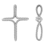 14k White Gold Religious Twisted Rope Cross Pendant - White,Twisted Rope