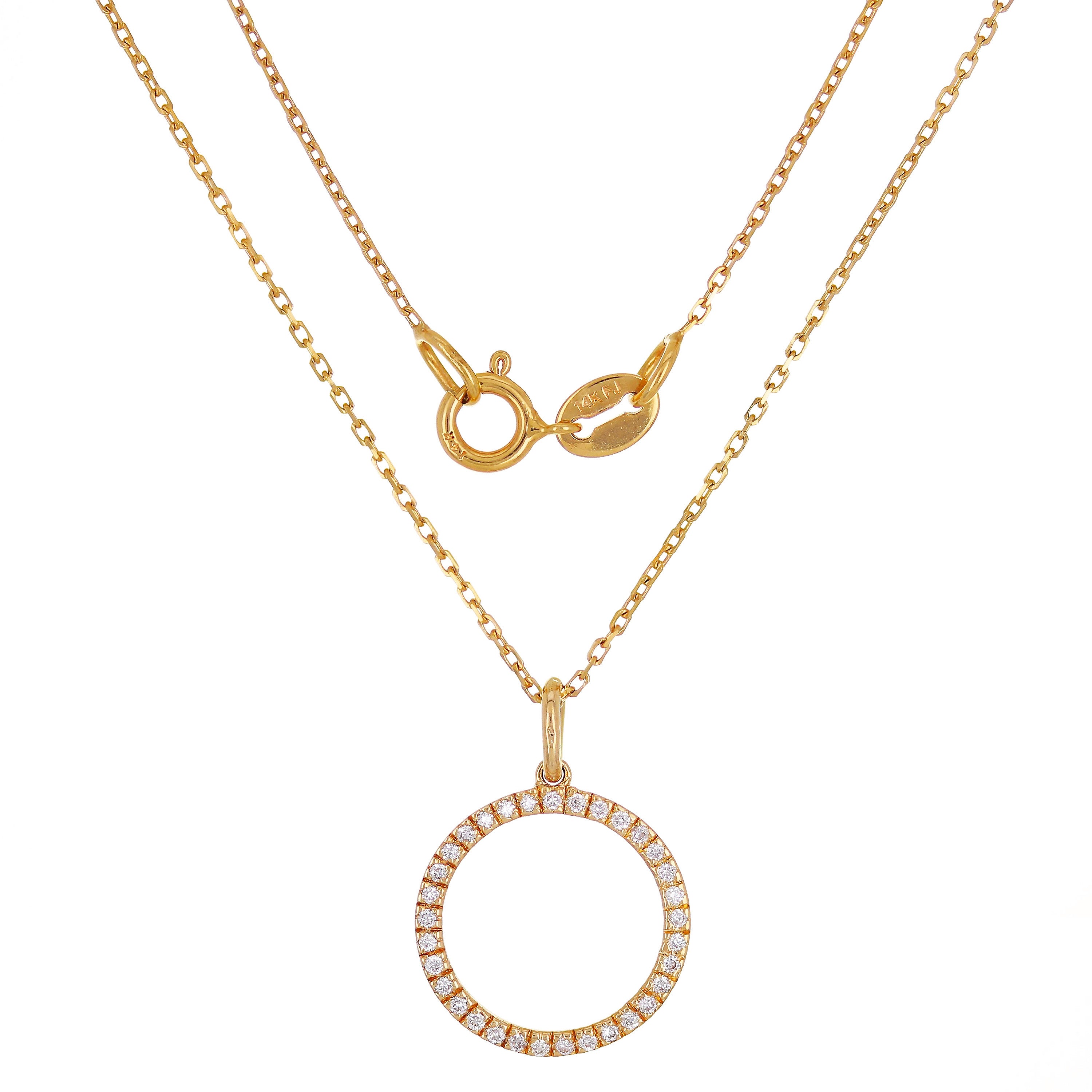 14k Rose Gold Diamond Eternity Pendant Necklace 18" - Rose