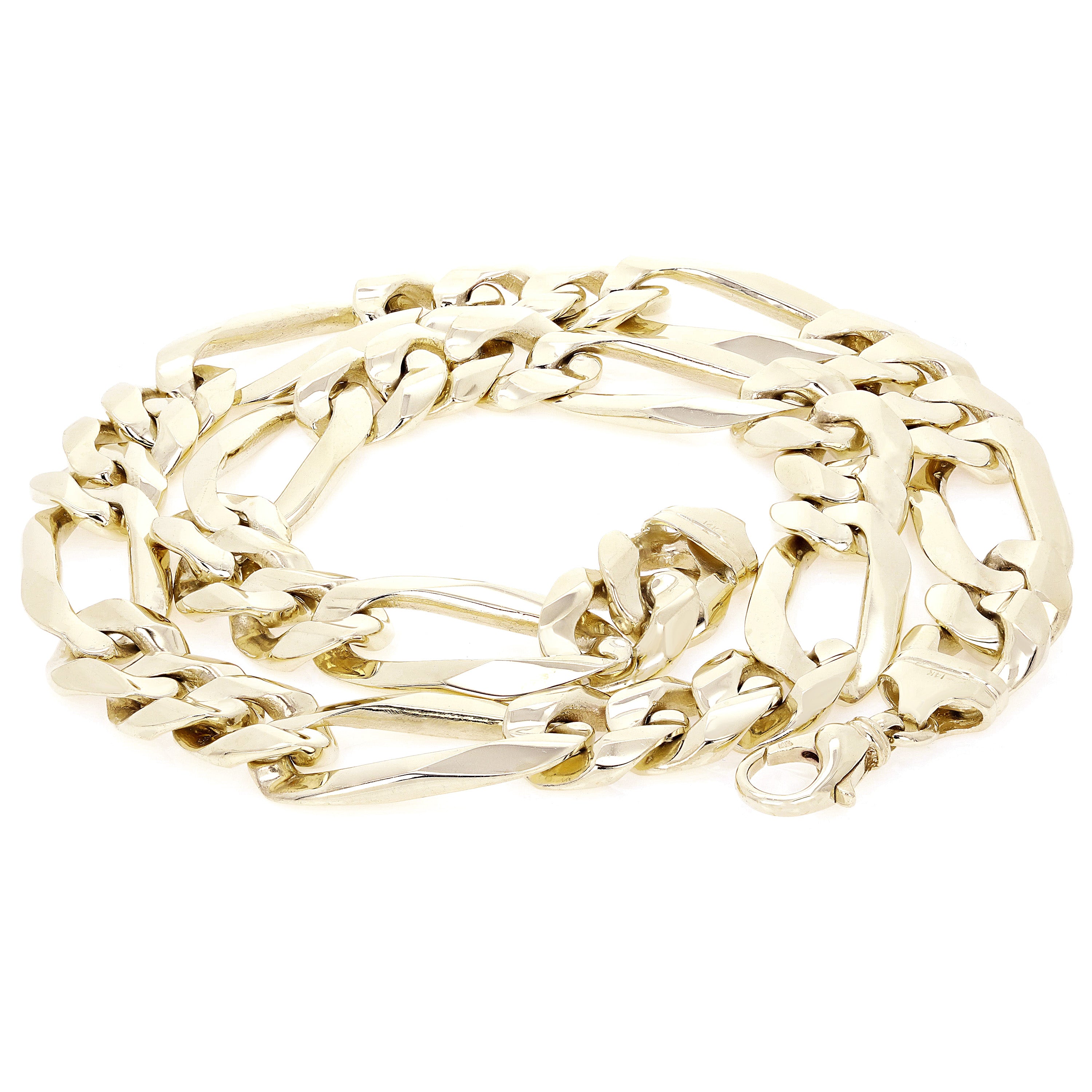 14k Yellow Gold Figaro Chain Necklace Solid Heavy Link 26" 21 mm 442.3 grams