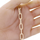 Italian 14k Yellow Gold Plain & Satin Finish Paper Clip Bracelet 8" 8.9mm 6.4g