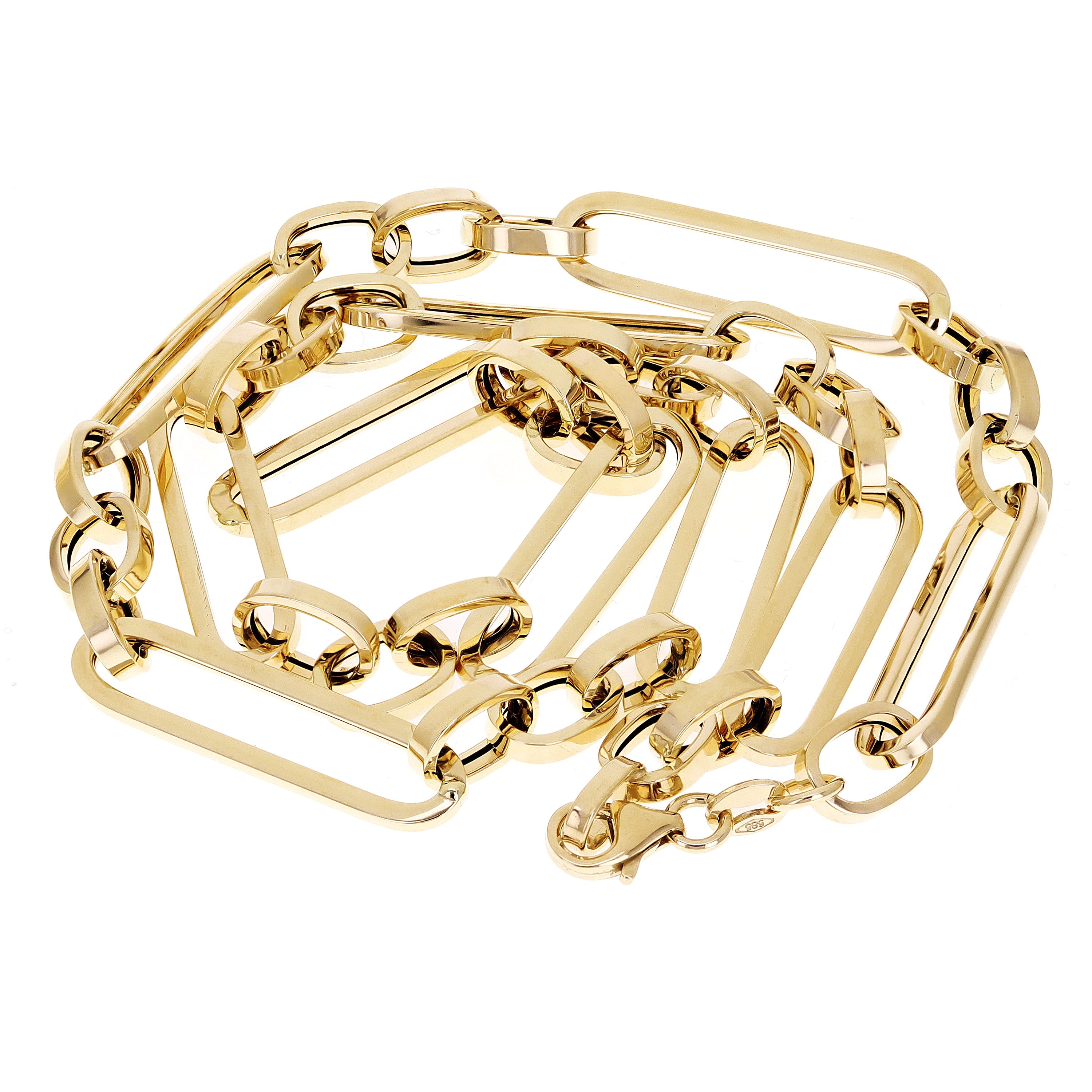 Italian 14k Yellow Gold Hollow Paper Clip Link Necklace 7mm 18" 8.7 grams