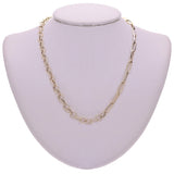 Italian 14k Yellow Gold Twist Oval & Paper Clip Link Chain Necklace 18" 10.4gram