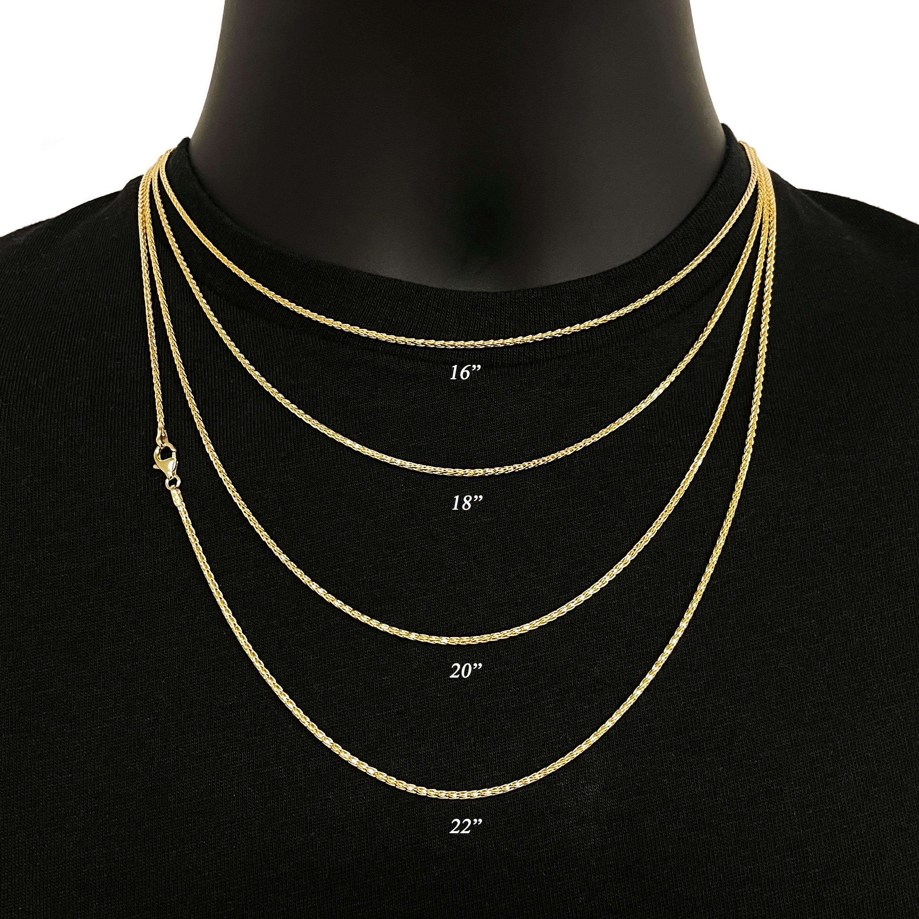Italian 14k Yellow Gold Spiga Chain Necklace 1.5mm 16" 5.1grams - Yellow,1.5mm 16" 5.1 grams