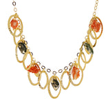 Italian 14k Yellow Gold Handmade Fancy Quartz & Coral Necklace 17" 8.5 grams