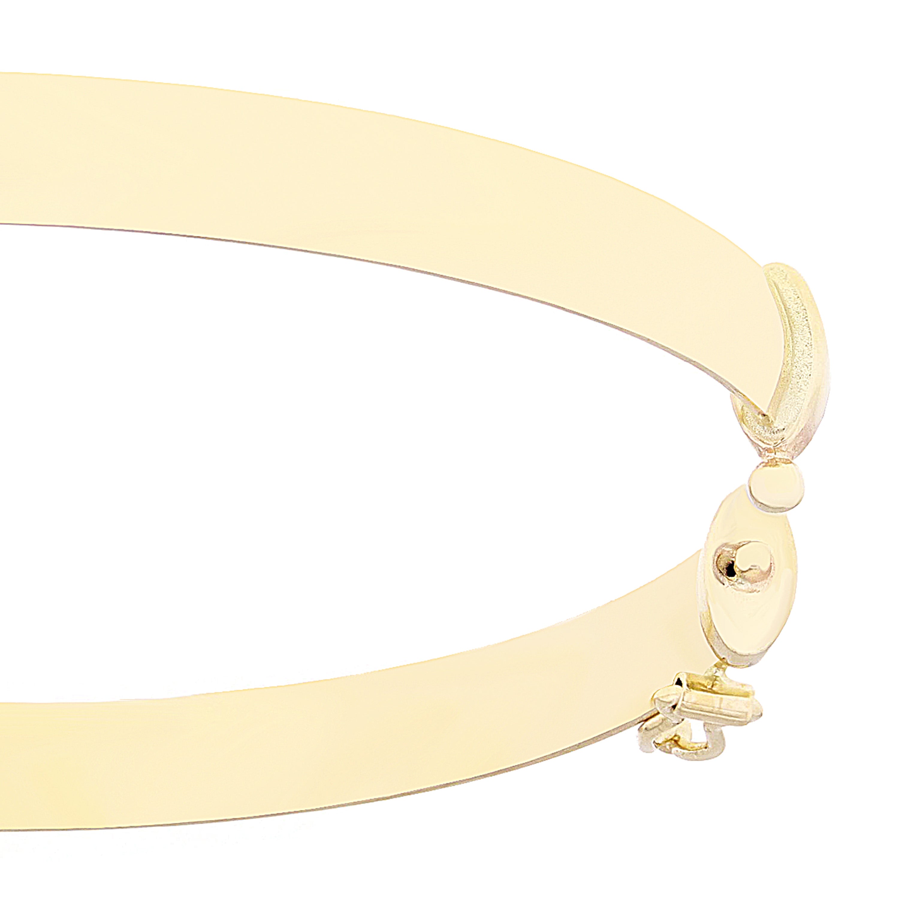 Italian 14k Yellow Gold Polished Rounded Hollow Bangle Bracelet 7" 5mm