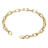 Italian 14k Yellow Gold Hollow Oval Link Anchor Chain Bracelet 7.75" 5.7mm 4.9g