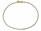14k Italian Two Tone Gold Solid Chain Anklet Bracelet 8" 1.45mm 1.7 grams