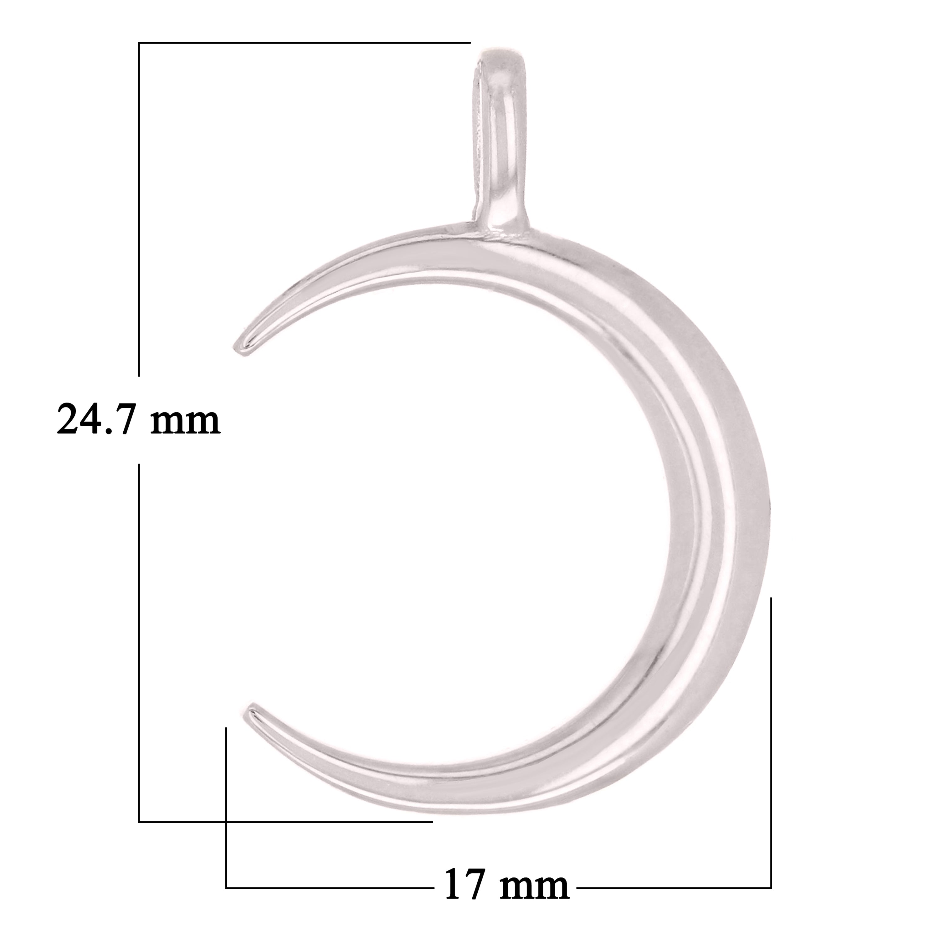 14k White Gold Crescent Moon High Polished Charm Pendant 2.2 grams