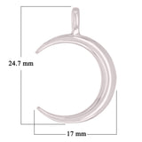 14k White Gold Crescent Moon High Polished Charm Pendant 2.2 grams