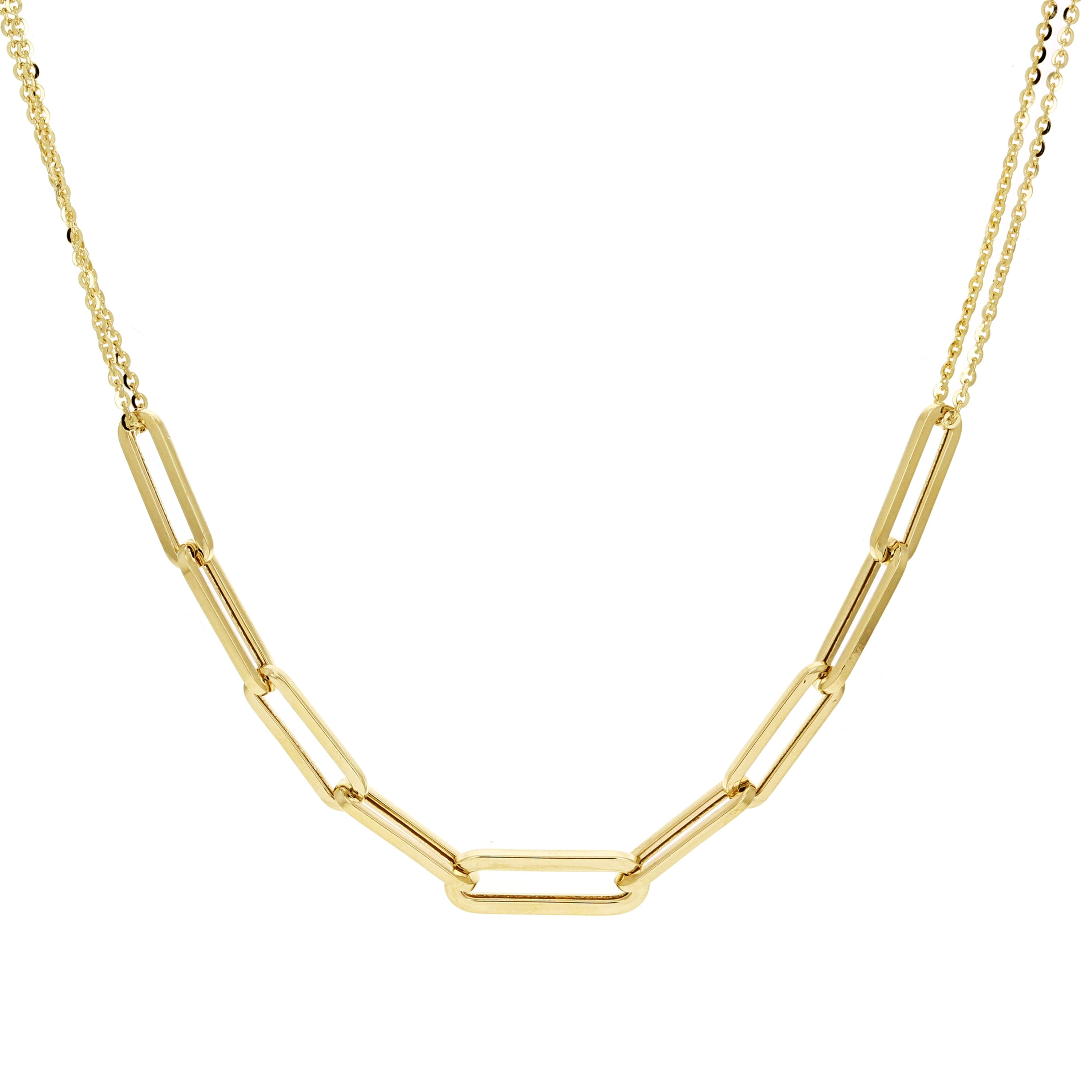 Italian 14k Yellow Gold Paper Clip Link Anchor Chain Necklace 18" 5.7 grams