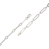 Italian 14k White Gold Hollow Paper Clip Links Bracelet 8" 3.2mm 1.7 grams - White,8"
