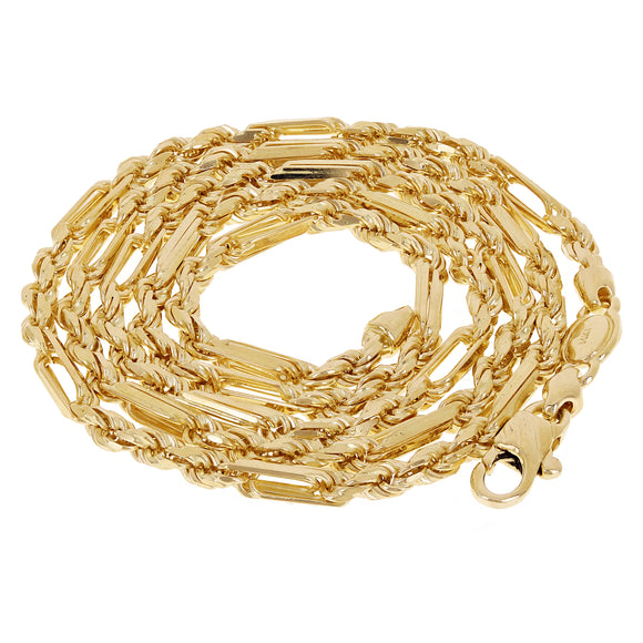 Italian 14k Yellow Gold Solid Milano Rope Chain Necklace 18