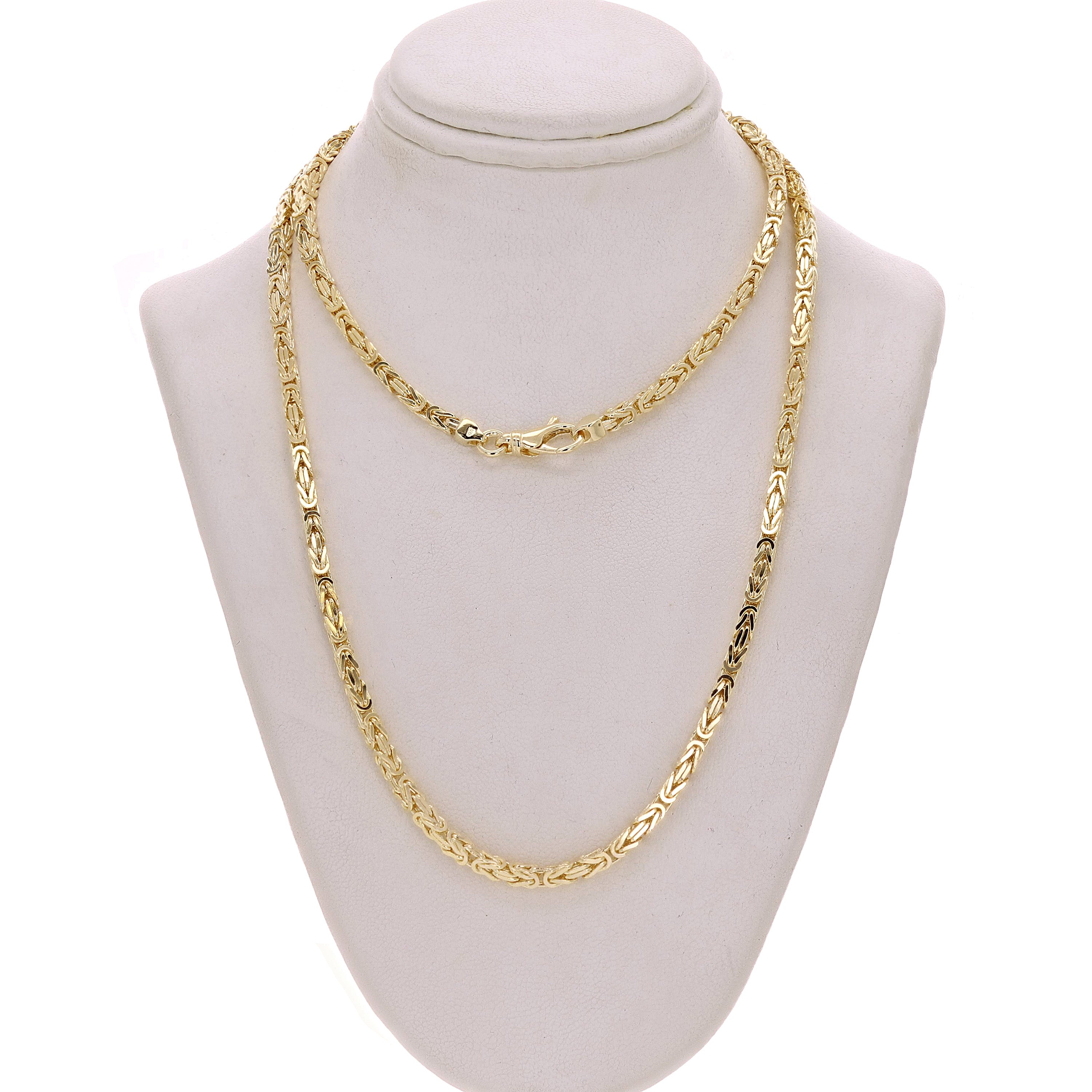 Men's 14k Yellow Gold Solid Square Byzantine Necklace Chain 20" 3mm 33.6 grams - 20"