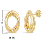 Italian 14k Yellow Gold Shiny Mini Tubular Double Eternity Circle Stud Earrings - Double Tubular