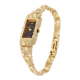 Women's 14k Yellow Gold Nugget Bracelet Geneve Wrist Watch with Diamond 7.5"
