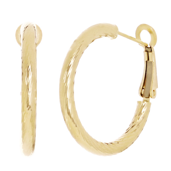 Italian 14k Yellow Gold Twisted Round Hoop Earrings 1
