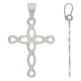 14k White Gold Solid Filigree Cross Crucifix Religious Charm Pendant 2.5 grams - White