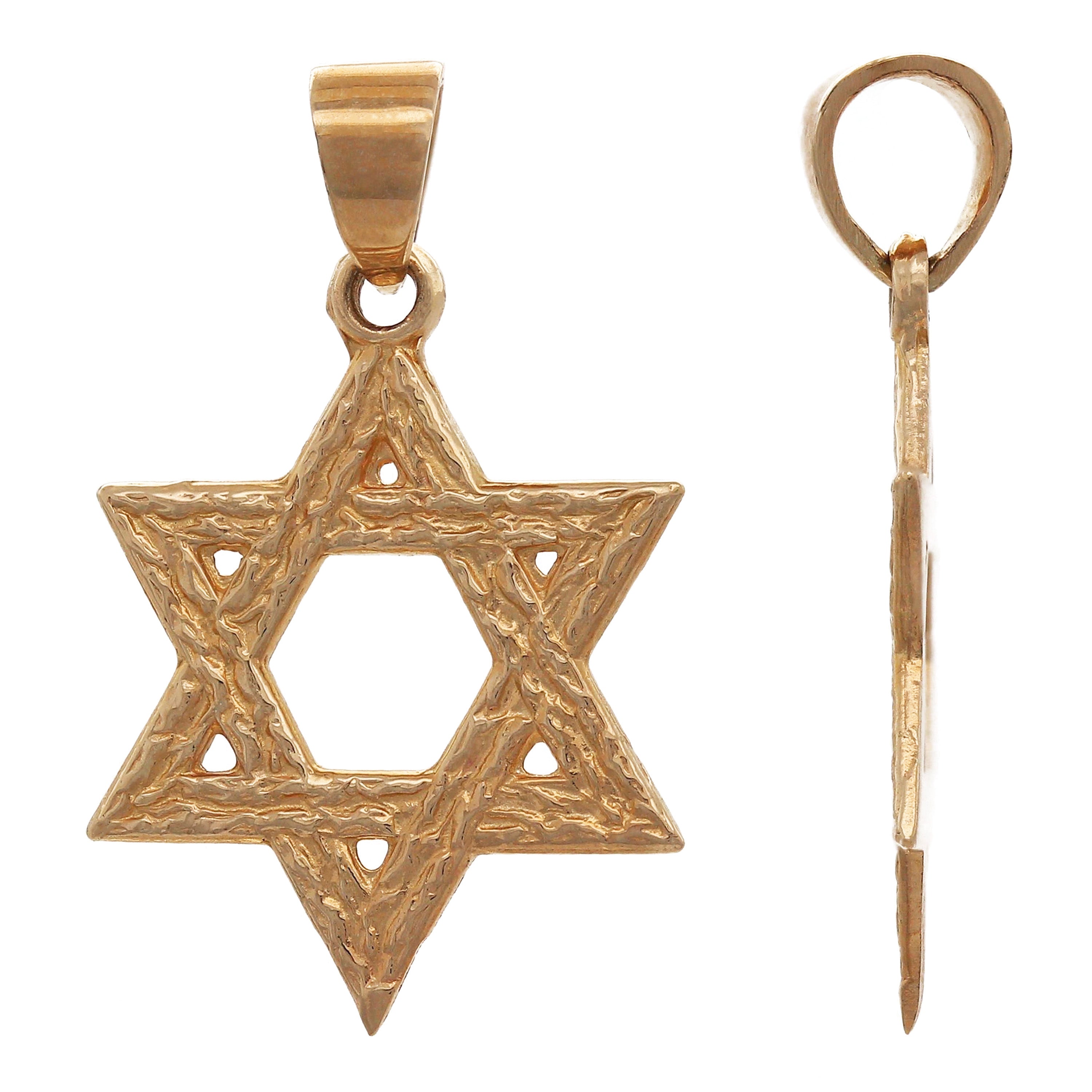 14k Rose Gold Solid Diamond Cut Jewish Star of David Charm Pendant 1.3 grams - Rose
