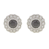 14k White Gold 0.80ctw Black & White Diamond Floral Cluster Stud Earrings - Black and White