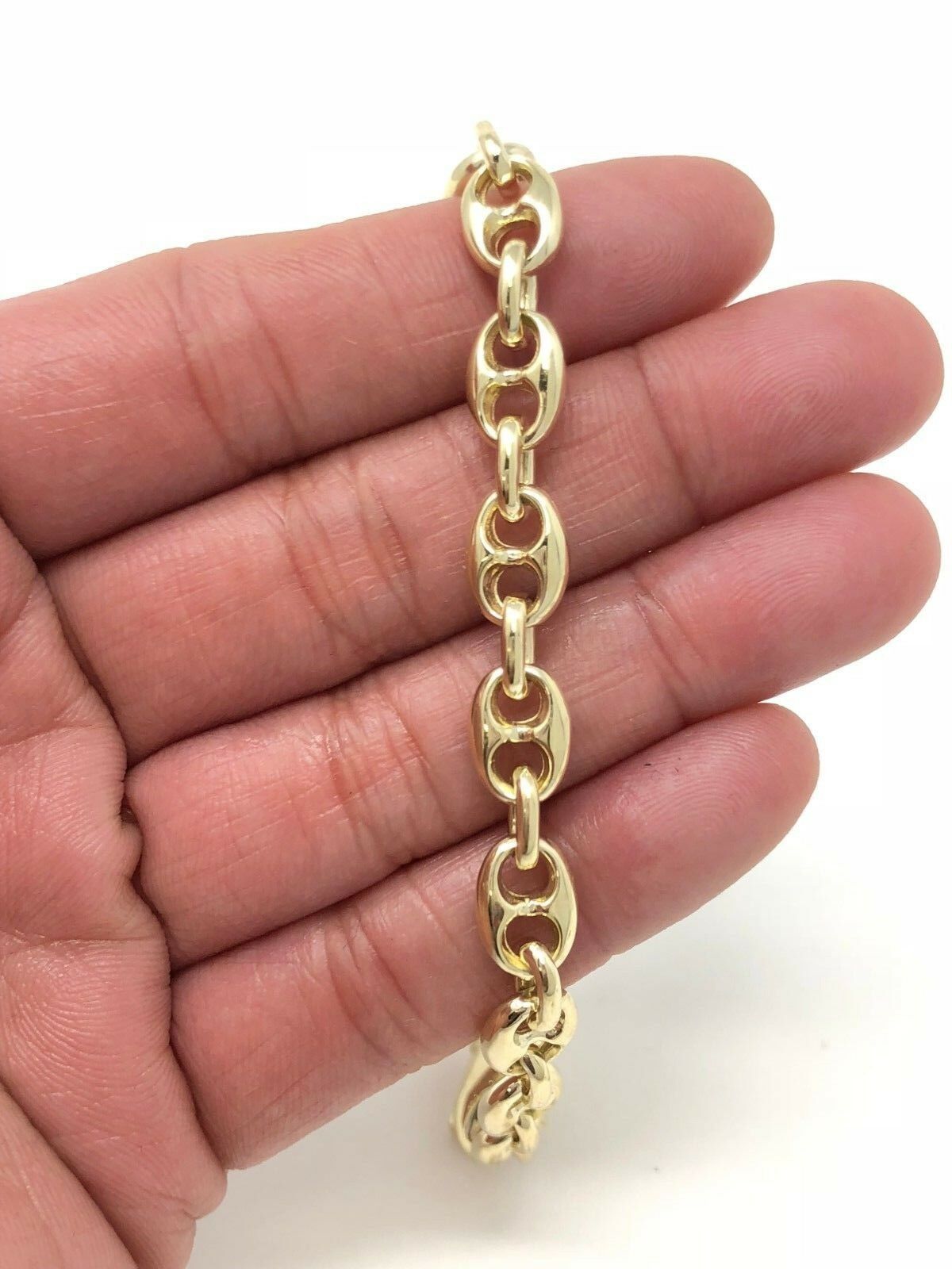 14k Yellow Gold Solid Link Chain Gucci Mariner Bracelet 7.5" 7.5mm 23.5 grams - Yellow,75"