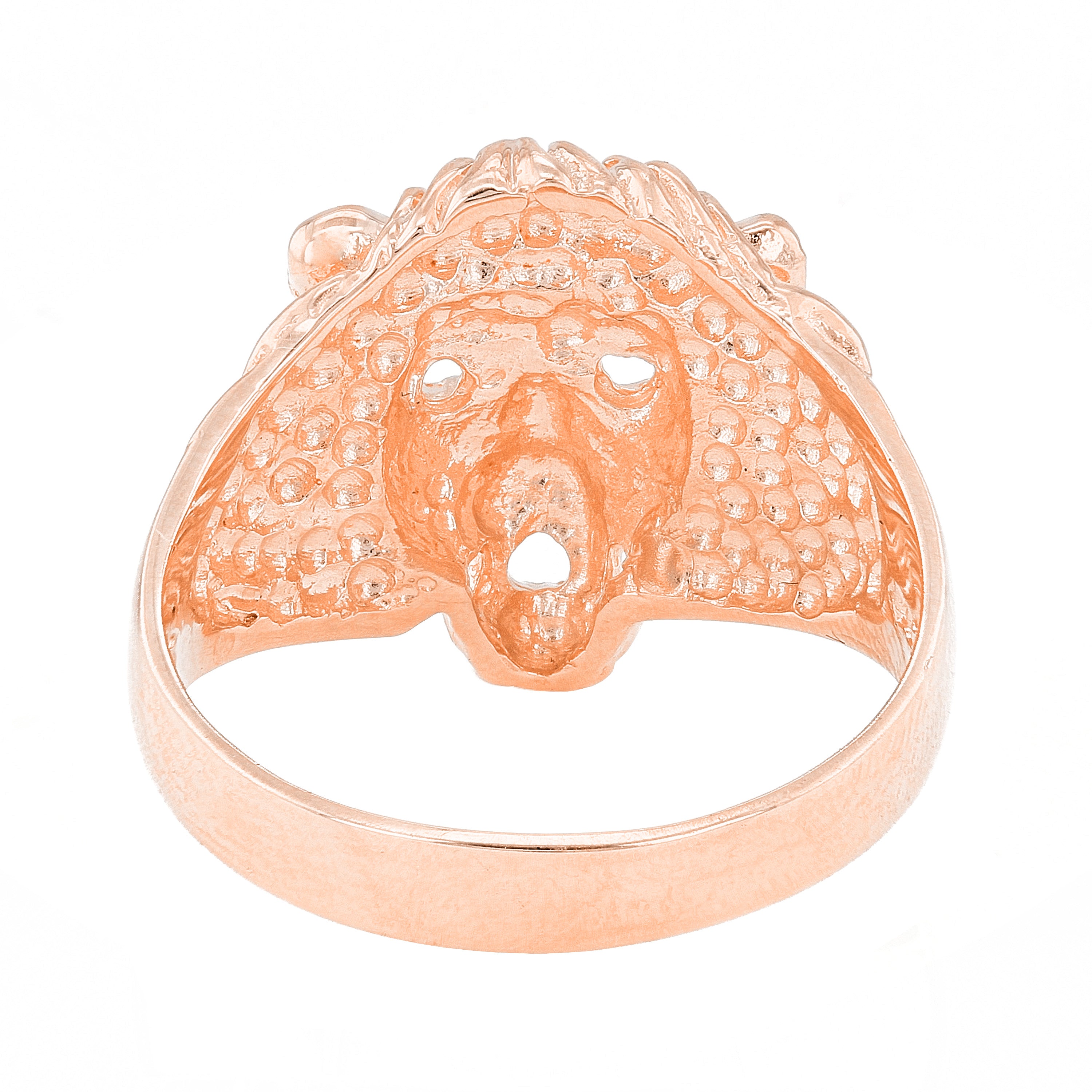 Men's 14k Rose Gold Big Lion Head Closed Eyes Ring Size 7 - Ring Size 7