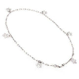 14k White Gold Flower Charm Anklet Bracelet 10" 1.65mm 3 grams