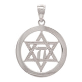 14k White Gold Hebrew Chai Jewish Star Of David Charm Pendant 2.2 grams - White