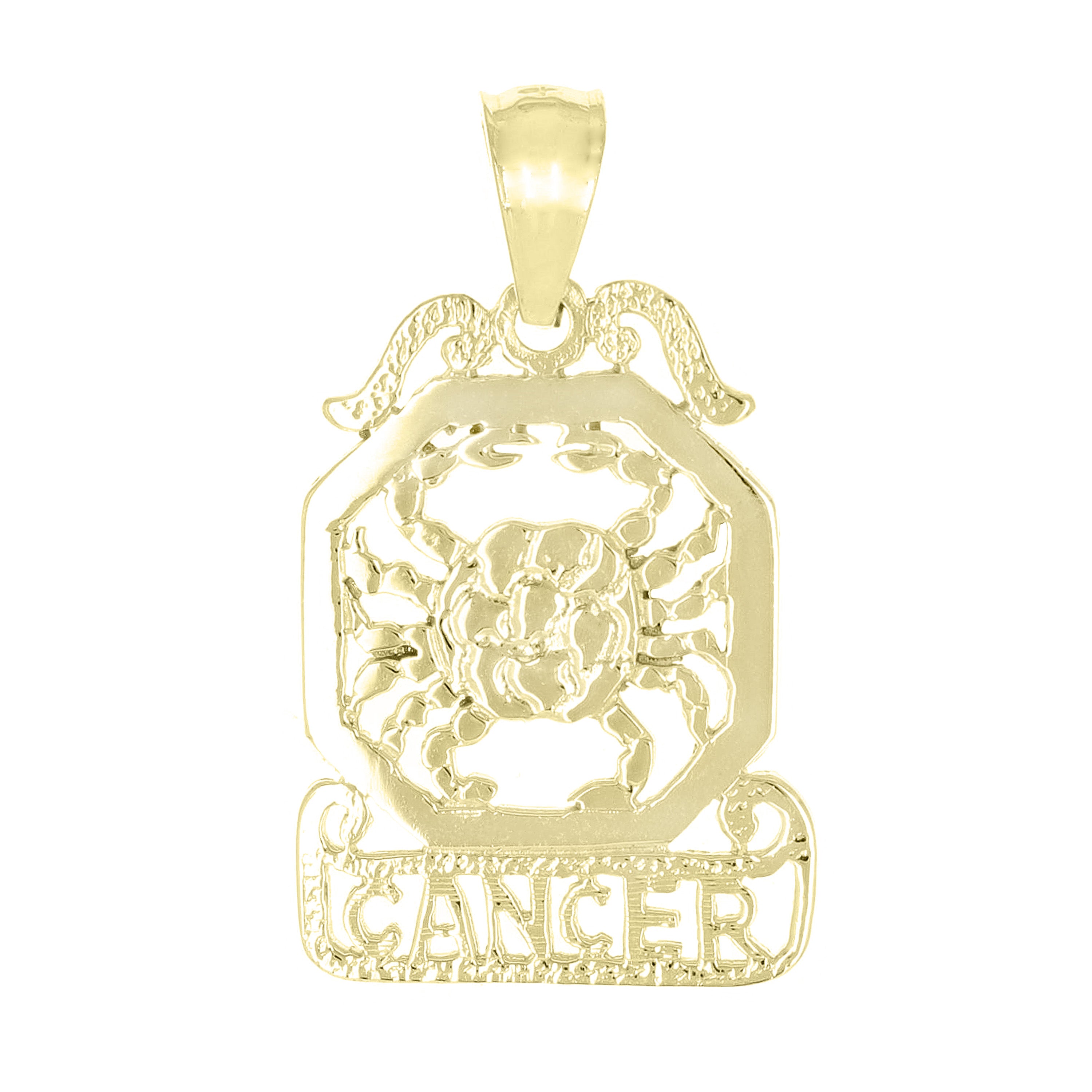 14k Yellow Gold Diamond Zodiac Sign Cancer Pendant - Cancer,Yellow
