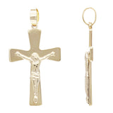 14k Yellow Gold Solid Flared Crucifix Cross Pendant 1.5 grams