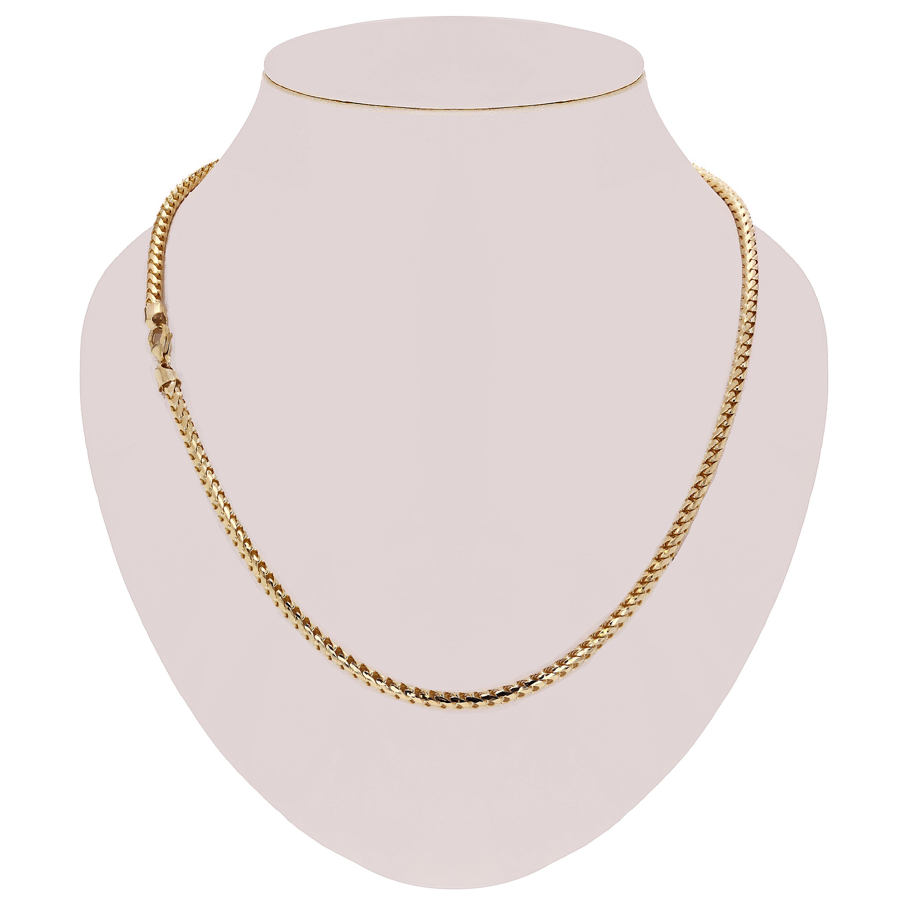 Italian 14k Yellow Gold Solid Diamond Cut Franco Chain Necklace 26" 4mm 66.8 grams - 26"