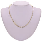 Italian 14k Yellow Gold Oval & Paper Clip Link Chain Necklace 18" 5mm 7 grams