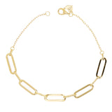 Italian 14k Yellow Gold Paper Clip Link Necklace, Bracelet & Earrings Set 9 grams