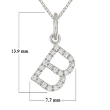 14k White Gold Diamond Initial Letter B Charm Pendant Necklace 18" - Letter B,White