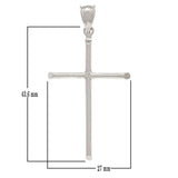 14k White Gold High Polished Plain Cross Religious Charm Pendant 1.95" 4grams