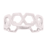14k White Gold Wide Hexagon Stackable Ring 3.4 grams Size 6.5 - White