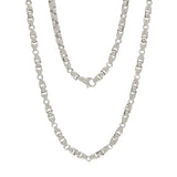 14k White Gold Handmade Fashion Link Necklace 28" 6mm - White,28"