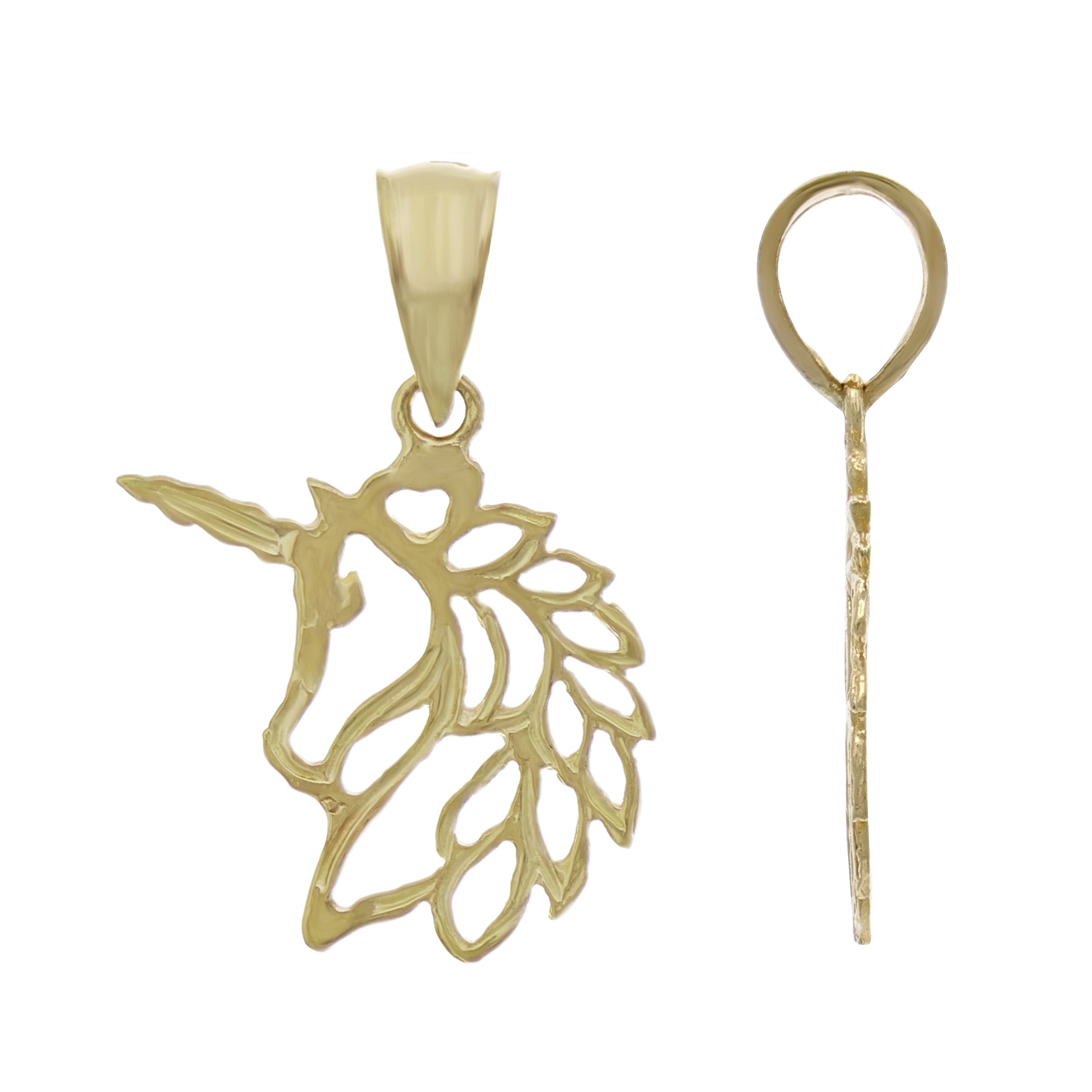 14k Yellow Gold Solid Mystical Creature Unicorn Charm Pendant 0.6 gram - Yellow