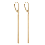 Italian 14k Yellow Gold Vertical Tube Dangle Drop Earrings 2.3" 2.5mm 1.8 grams - Tube Dangle 2.3"