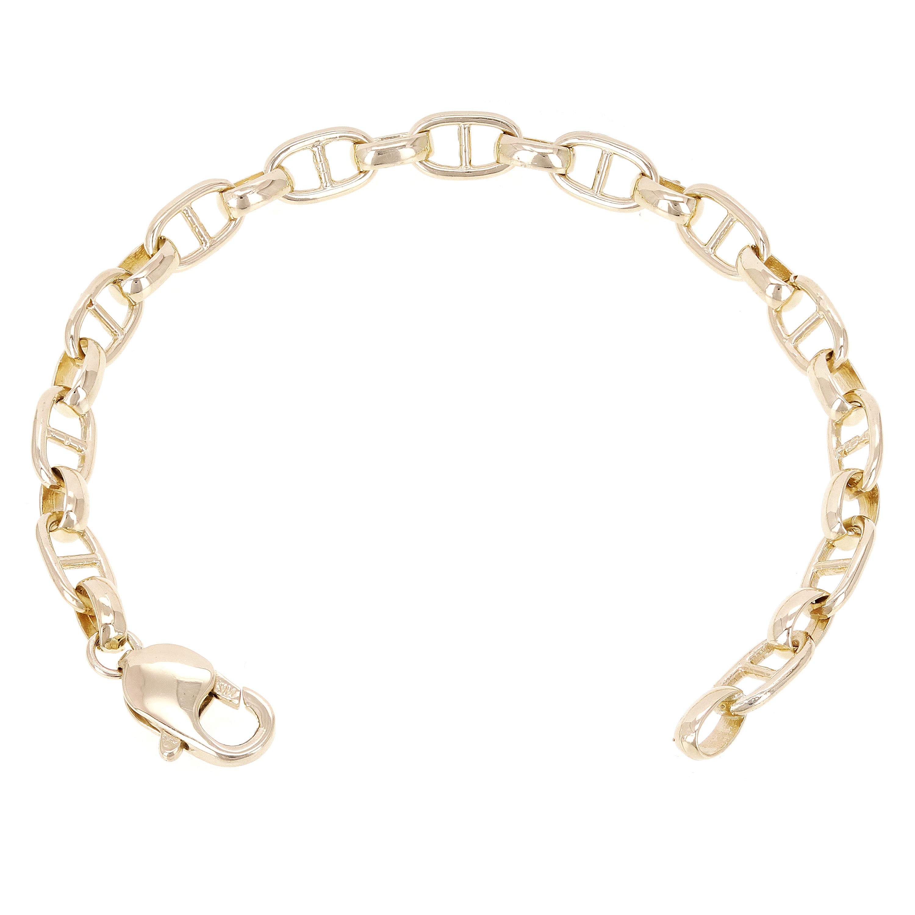 10k Yellow Gold Solid Oval Mariner Link Chain Bracelet 7" 6.7mm 12.3 grams - 7"