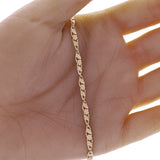 14k Yellow Gold Solid Flower & Leaves Link Bracelet 7" - 7"