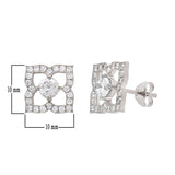 14k White Gold 1ctw Diamond Solitaire Blooming Flower Stud Earrings - White