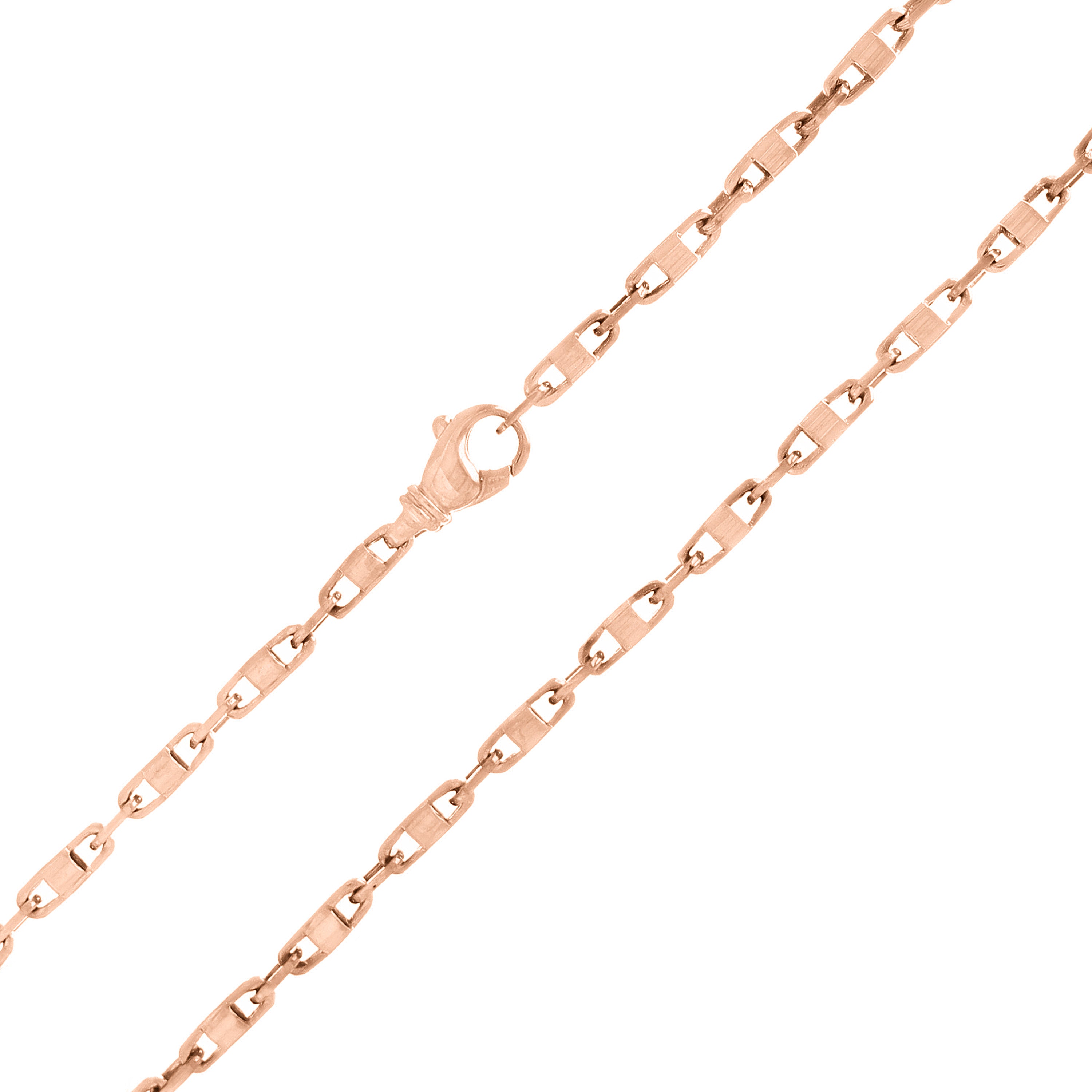 Men's 14k Rose Gold Handmade Fashion Link Necklace 26" 4mm - Rose,26"
