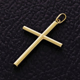 Italian 14k Yellow Gold Hollow High Polish Plain Cross Charm Pendant 1.5" 0.9g