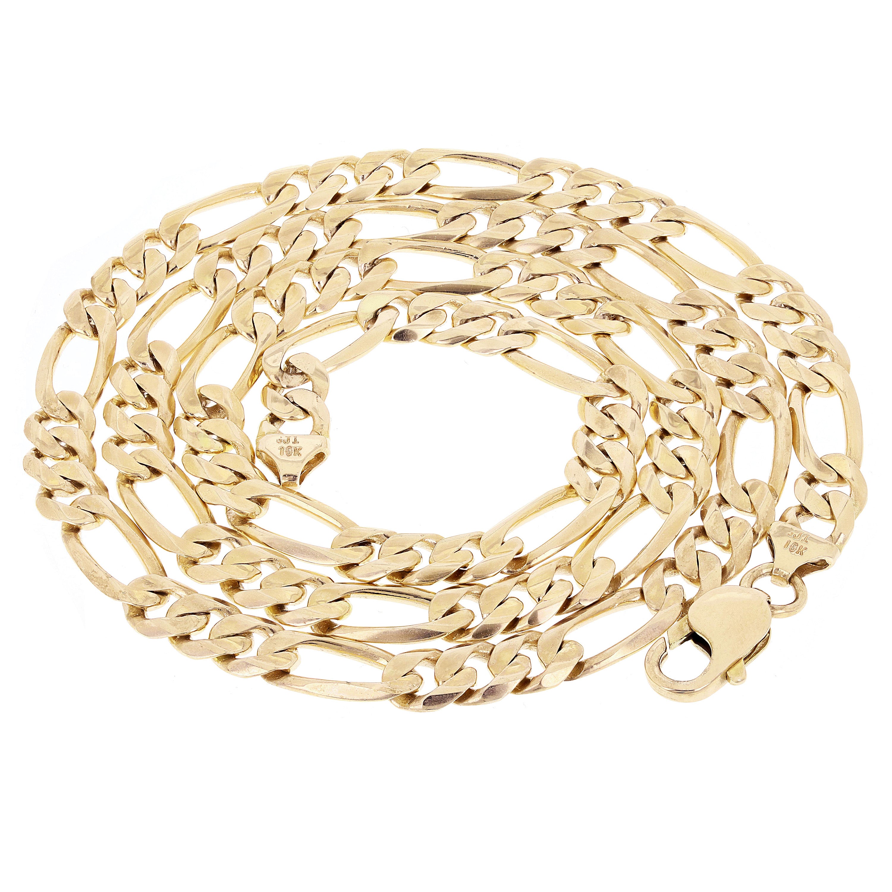 Men's 10k Yellow Gold Solid Figaro Chain Necklace Link 20" 7.75mm 47 grams - Yellow,20"