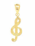 14k Yellow Gold Treble Clef Music Note Charm Pendant 0.9 gram